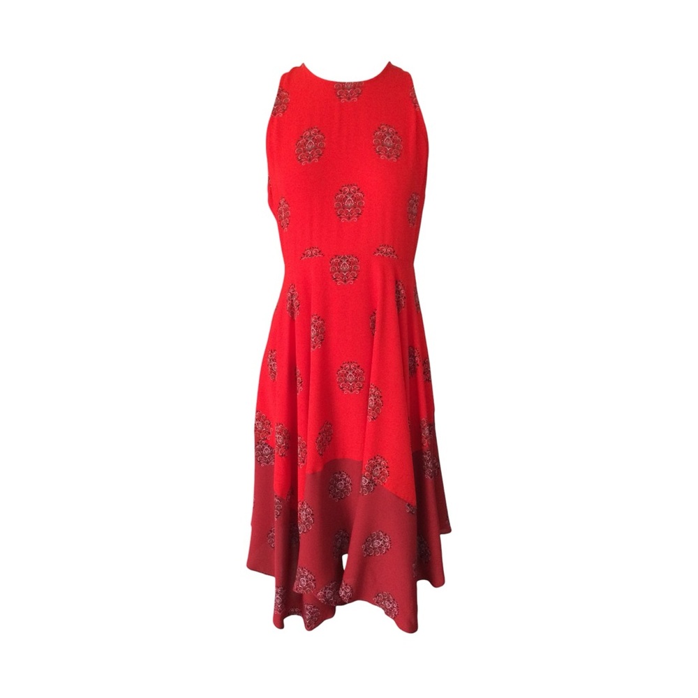 ALC Elisa Red 100% Silk Handkerchief Midi Dress Size 8 Original‎ Retail $695 - Picture 2 of 7